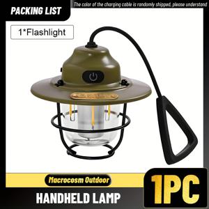 TEMU 1개 휴대용 LED 핸드헬드 램프, USB 충전식 매달이 분위기 조명, 밝은 다기능 비상등, 낚시용, 야간 조명|텐트|USB|캠핑선풍기