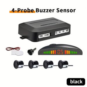 TEMU GYIOEUPT 차량용 역방향 주차 센서 시스템 키트, 바형 LCD 디지털 디스플레이, 버저 알람, 충돌 거리 감지기, 자동차 안전 액세서리, 4개 센서 프로브, 모든 차량 모델 호환, 쉬운 설치