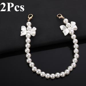 TEMU 2-in-1 클리어 화이트 펄 체인 인터로킹 링크 팔찌 스타일 스트랩 - 우아한 싱글 숄더백 스트랩 & 핸드헬드 액세서리, 루핑 메커니즘, 휴대폰 케이스, 클러치, 또는 가방 장식용 섬세한 진주 비즈 (도구 불필요) - 골든톤 캡 & 루핑 메커니즘이 있는 럭셔리 펄 백 체인, 매끄러운 구형 비즈, 화이트 펄 & 클리어 센터 링크, 싱글 숄더 디자인