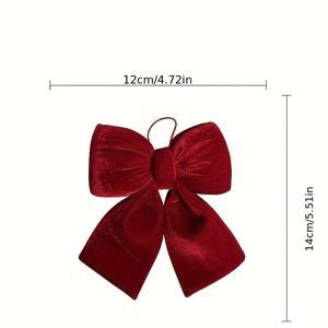 TEMU 1개 레드 벨벳 리본 - 우아한 매듭 디자인, 튼튼한 폴리에스터, 크리스마스 트리 장식, 선물 포장, 가정 및 야외 새해 장식, 크리스마스 장식에 적합, 크리스마스에 최고, 리본 부자재, 체크리본