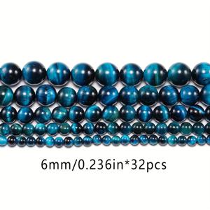 TEMU 7A 수집가용 스카이 블루 타이거 아이 스톤 핸드메이드 정품 루즈 비즈, 타이거 아이 스톤, 블루 라운드 비즈, DIY 팔찌 및 목걸이 프로젝트에 적합한 비즈, 파워 스톤, 천연석, 천연석 비즈, 천연 진정석, 블루 타이거 아이 천연석, 지오이드