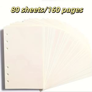 TEMU A6 바인더 리필용지, 160페이지 80장, 6홀 디자인, 100g/m² 방수 두꺼운 종이, 매끄러운 필기 표면. 다이어리, 플래너, 노트북에 적합. 6링 바인더 호환 - 학교 개학, 사무실 사용, 선물 및 휴일, 다이어리 리필, 노트북 용지, 문구, 고품질 시트, 리필 시트, 선물 쇼핑에 이상적, 종이 바인더