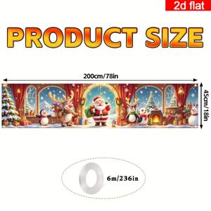 TEMU 2D 평면, 1개 대형 야외/메리 크리스마스 배너 - & 친구들 피규어 포함 - 정원, 울타리, 발코니용 헤비듀티 야드 사인 - 자립형 겨울 휴일 장식 (눈사람, 순록, 종), 2D 평면