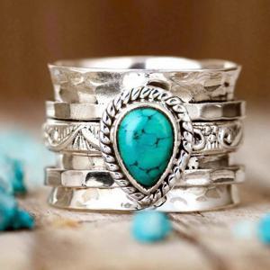 TEMU 여성용 빈티지 링 - 터키석 같은 보석이 있는 KC 금도금 주얼리, 일상 및 특별한 날을 위한 여성 선물 - 내구성 있는 매일 착용 가능한 & 정장용 액세서리, 섬세한 디테일, 고품질 마감, 피스, 패션 애호가를 위한 우아한 반지, 세라믹 링, 남성용 삼색 반지, 결혼식 반지, 약혼 반지