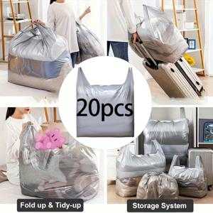 TEMU 20개의 초대형 이동용 가방, 찢어지지 않는 지퍼 클로저 - 튼튼한 플라스틱, 40lb 용량, 옷, 담요 및 개학 장식에 이상적, 이동 필수품|튼튼한 구조|지퍼 클로저, 이동용 가방, 지퍼가 있는 헤비듀티 이동용 가방, 퀼트 비닐 가방, 이동 필수품, 이동 하우스 용품, 이동 액세서리, 이동용 가방, 옷을 위한 보관 가방