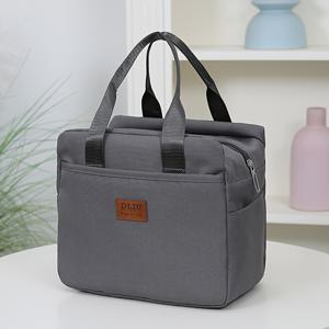 TEMU 신상, 옥스포드 원단 단색 지퍼 풀 클로저 토트백, 런치백, 벤토 박스 가방, 도시락 가방, 벤토 박스 보관 가방, 내부 알루미늄 포일 단열 재질 (비식품 접촉)