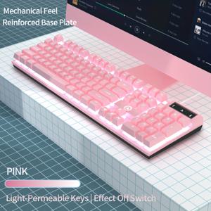 TEMU YINDIAO 유선 키보드 USB 플러그 포함 - 백라이트, 사무실 및 게임용 인체공학적 디자인, PC 및 노트북 호환, 내구성 있고 스타일리시한, 배터리 필요 없음, 오피스 키보드 | 인체공학적 키보드 | 내구성 있는 키보드, 키보드와 마우스 핑크, 핑크 키보드, 핑크 키보드, 스페인식 기계식 키보드, 전체 배열 키보드, 게이밍 키보드
