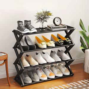 TEMU 4단 대형 헤비듀티 신발장 - 공간절약형 벽걸이 플라스틱 선반, 간편 조립, 튼튼한 4층 신발장 (복도, 침실, 기숙사용) - 스니커즈, 부츠, 하이힐 수납 가능 (금속 부품 없음)