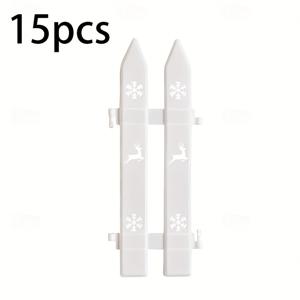 TEMU 15개입 파티 팩, 흰색 사슴과 눈꽃 크리스마스 트리 울타리 장식, 간편한 조립 튼튼한 플라스틱 울타리 기둥, 실내/외 휴일 장식, 정원 장식, 파티 장식, 겨울 휴일 파티 장식에 적합