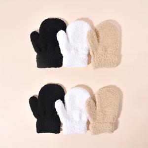 TEMU 어린이용 겨울 코랄 플리스 두꺼운 장갑 3쌍, 유아 아기 따뜻한 장갑, 씹기 및 긁기 방지, 일상 캐주얼 복장 및 추운 날씨 출퇴근에 적합, 추운 날씨용 장갑,단색 장갑,포근한 겨울 의류,부드러운 플리스 소재,내구성 있는 스티칭,베이비 ,스크래치 방지 장갑,부모님 쇼핑