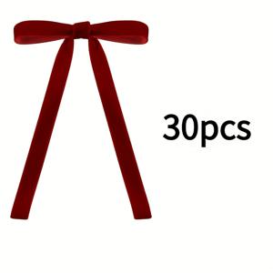 TEMU 30개/48개 벨벳 리본 크리스마스 트리 장식, 리본, 빈티지 크리스마스 리본 장식, 선물 포장용 사전 묶음 리본, 테이블, 화환, 벽난로 장식, 추수감사절, 새해, 크리스마스 선물 포장용