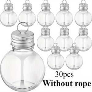 TEMU 30개 투명 플라스틱 크리스마스 장식 - 캔디 병 & 볼 모양 걸이 장식, 빨간 리본 모양 캡, 내구성 있는 광택 구형 펜던트, 트리, 리스, 가랜드용 (깃털 없음, 애완동물 안전) - 클래식