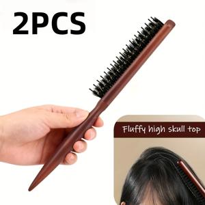 TEMU 1/2 프로페셔널 헤어 도구 - 인체공학적 디자인의 플러피 라운드 헤어 브러시, 연장 핸들 포함 - 모든 스타일 연출 가능, 머리카락을 매끄럽게 하고 볼륨 업, 모든 헤어 타입에 적합 - 전기 불필요