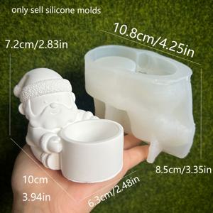 TEMU 산타 클로스 촛대 실리콘 몰드 - 석고 레진용 크리스마스 공예 도구, 귀여운 난쟁이 촛대 컵, 홈 데코, 공예, 축제 장식품