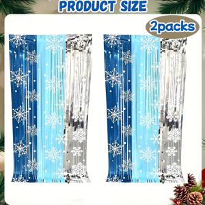 TEMU 1팩/2팩 프로즌 생일 파티 장식 크리스마스 파티 배경 3.3 X 6.6피트 실버 블루 눈꽃 호일 프린지 스트리머 크리스마스 겨울 원더랜드 파티 장식, 계절의 축제,축제 배경,우아한 파티 장식,눈송이 디자인,가벼운 장식,매달린 장식,장식용 스트리머,파티 호스트