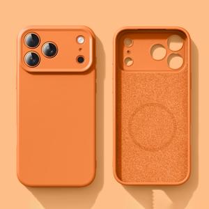 TEMU 럭셔리 오렌지 컬러 액체, 아이폰 17 프로맥스 17 프로 17 에어 17 16 플러스 15 14 13 프로 맥스 호환 무선 충전 베이지 스무스 커버, 슬림 폰 스킨,자석 부착,스타일리시 케이스,세련된 커버,유연한 케이스,고품질 실리콘,실리콘 스킨,기술 애호가,아이폰 사용자