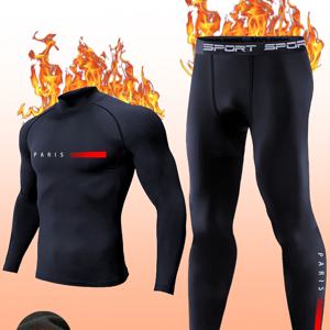 TEMU 2개 남성용 보온 압박 슈트 - 풀지퍼 긴팔 & 레그워머, 고탄력 사계절용 짐, 사이클링, 트라이애슬론, 러닝용 - 타이트핏 겨울 트레이닝 세트 (손세탁 가능) - 운동 성능 의상|커플룩
