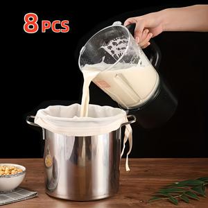 TEMU 5/8/10개 나일론 식품 스트레이너 | 재사용 가능한 치즈 천, 커피 필터 백, 견과류 우유 가방, 야채 우유 필터, 차 필터 백, 주방용품