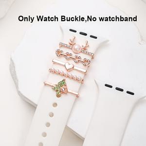 TEMU 아이워치 호환 5개입 블링 라인스톤 & 스마트워치 밴드 - 아연 합금 참 클라스프, 38/40/41/42/44/45mm 호환, 여성을 위한 크리스마스 선물, 파티 & 일상 액세서리 (엘크/하트 디자인)