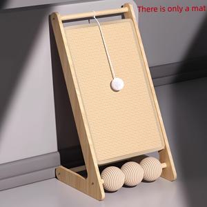 TEMU 튼튼한 수직 고양이 스크래치 포스트 - 베이지 색상 클라이밍 표면, 미끄럼 방지 베이스, 실내 고양이용 공간 절약형 디자인, 소파, 의자, 문 보호, 씹기/휴식 놀이 이상적인 선물, 매달기 액세서리 호환, 내구성 있는 비털 직조 패브릭 펫 게임