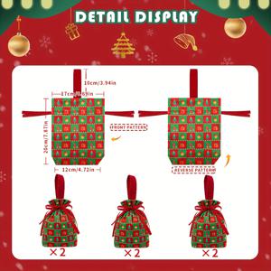 TEMU 크리스마스 축하 행사를 위한 드로스트링과 손잡이가 달린 벨벳 선물 가방 6개 세트입니다. 이 가방은 과자, 사탕, 선물 보관에 이상적이며, 휴일 장식 및 개인 맞춤 선물로 완벽한 선택입니다., 과자 보관, 사탕 보관, 드라우스트링