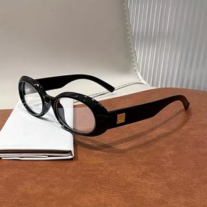 TEMU 빈티지 스타일 여성 안경 한 쌍 - PC 재질의 블랙 타원형 프레임 | 캐주얼 장식 안경, 트렌디한 액세서리, 풀림 디자인, 렌즈, 패셔너블한 안경, 스타일리시한 프레임, 내구성 좋은 안경, 장식 렌즈, 패션을 중시하는 여성, 여성안경, 안경테, 빅사이즈 안경테, 패션안경