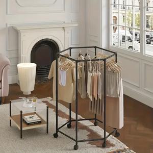 TEMU 헤비듀티 스테인리스 스틸 롤링 의류 걸이대 | 다중 로드 스탠드형 옷 정리대 및 수납 선반 | 쉬운 조립 휴대용 행거, 기숙사, 침실, 세탁실 및 워크인 클로젯 수납 솔루션, 침실 정리,기숙사 필수품,독립형 랙,공간 절약형 보관,녹 방지 소재,튼튼한 정리함,옷장 정리함,옷걸이 스탠드,아파트 생활,바쁜 전문가들