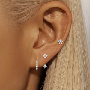 TEMU 3pcs 우아한 여성용 꽃형 안경 귀걸이 - 반짝이는 cubic 합성 자이콘을 장식한 5잎 디자인, 금색 스테인레스 스틸 포스트, 일상 착용 및 특수한 기회에 적합, 독특한 귀걸이