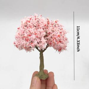 TEMU 1개 리얼리스틱 미니어처 복숭아꽃 나무 모델 - 내구성 있는 플라스틱 가지와 녹색 잎 - DIY 모래 테이블, 기차 레일웨이 레이아웃, 모델 풍경, 디오라마, 인형의 집 및 공예 프로젝트용 미니어처 조경 그린리 - 디테일