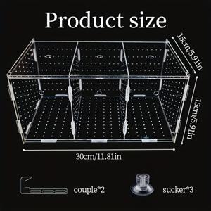 TEMU 모듈형 아크릴 어항 분리대 & 격리 박스 - 흡착컵/후크 포함, 탈착식 구획, 베타, 금붕어 양식, 알 부화, 어항 파티션 (필요 없음)