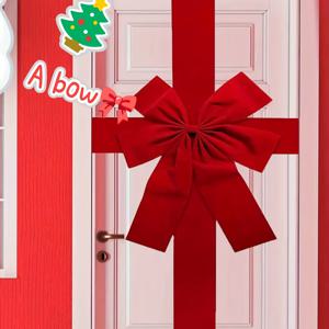TEMU 대형 문 걸이 리본 장식 키트 - 우아한 빨간 크리스마스 리본, 축제 문 장식, 전기 불필요, 쉬운 설치, 30가지 장면 적합, 크리스마스, 데이, 새해, 추수감사절 장식에 완벽, 크리스마스 문 장식, 대형 크리스마스 장식품, 크리스마스 리본, 크리스마스 장식, 파티 장식, 클래식 , 스타일리시 장식, 고품질 리본, 이벤트 플래너