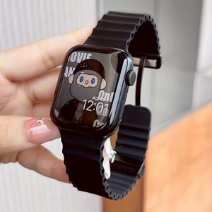 TEMU 애플워치 울트라/시리즈 11/10/9/8/7/6/5/4/3/2/1/SE 호환 자석 접이식 클라스프 스트랩 - 알러지 없는 부드러운 스포츠 스트랩, 남녀 공용, 49mm/46mm/45mm/44mm/42mm/41mm/40mm/38mm 시계 호환