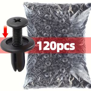 TEMU 120개 차량용 플라스틱 리벳 패스너, 도어 트림 고정에 적합, 블랙 실용적인 필수 액세서리, 차량 내부 장식, 범퍼 쉐이핑 클립, 차량 바디 패널 고정