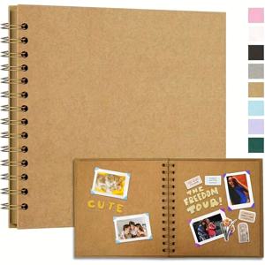 TEMU 1개 7x7인치 40면 빈 페이지 스크랩북 앨범 하드커버 크라프트 종이 사진 앨범 (결혼식 생일 파티용), 웨딩 앨범, 스크랩북 앨범, 스크랩북 용품