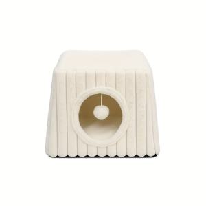 TEMU 포근한 겨울 따뜻한 고양이 하우스 침대 - 코티지 스타일 소프트 그레이 펫 침대, 탈부착 세탁 가능 커버, 돔형 상단 & 터널 입구, 고양이용 쉬운 조립 - 작은 공간을 위한 내구성 있는 반폐쇄형 은신처