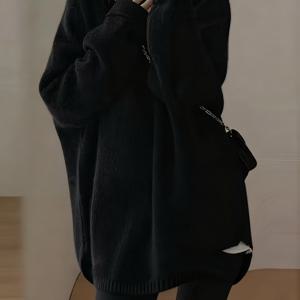 TEMU 플러스 사이즈 - 오버사이즈 여성용 롱 스웨터 | 크루넥, 골지, 우아한 단색 풀오버, 캐주얼 및 포멀 웨어, 긴소매, 가을/겨울 시즌