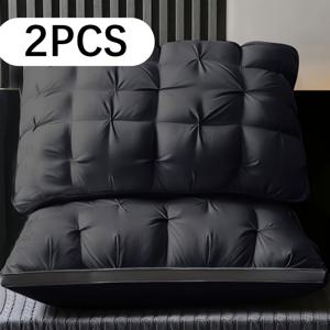 TEMU 2개입 고급 소프트 호텔 퀄리티 베개 - 800G 깊은 수면 목 지지, 사계절용 누워지는 방지 코어, 저자극성 폴리에스터 원단, 회색, 세탁기 사용 가능, 가정 또는 발렌타인데이 선물로 완벽, 수면 경험 향상, 캐주얼 스타일