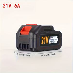 TEMU 21V 6.0Ah 고용량 리튬이온 배터리 - 마키타 공구 호환, 드릴, 톱, 그라인더, 중장비 전동공구용, 장시간 사용 가능한 배터리 팩, 작업장용 (21V -ion)
