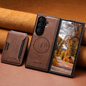 TEMU SUTENI 2-in-1 자석 무선 충전 고급 인조 가죽 폰 케이스 카드 홀더 스탠드 삼성 갤럭시 Z 폴드 7 6 호환 남녀공용 친척 친구 어르신 선물|폰케이스|지갑