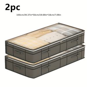 TEMU 2개 세트 침대 밑 수납 가방 - 접이식 패브릭 옷장 정리함, 담요, 이불 보관용 | 공간 절약형 디자인, 다기능 사용, 바닥 공간 필요 없음, 침대 밑 수납 정리함. 다양한 모델 제공, 침대 밑 수납, 현대적 디자인,내구성 있는 소재,아파트 거주자,계절별 장식품|이불정리함