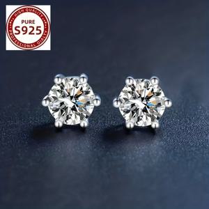 TEMU 925 실버 2캐럿 화이트 모이사나이트 식스프롱 클래식 스터드 귀걸이 남녀공용, 발렌타인데이 커플 선물, 데일리웨어, 휴가, 파티, 웨딩, 신부, 라이트 럭셔리 다용도 여성용 귀걸이