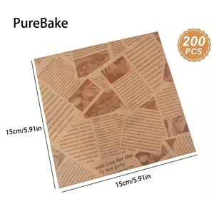TEMU 5.91*5.91인치 영어 방수지지 종이 미국식 갈색 포장지 베이킹 식품 포장 왁스지지 햄버거 감자튀김 포장 방수지지 주방 샌드위치 빵 베이킹 도구 패드 500장 200장 100장