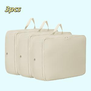 TEMU 3개 세트 헤비듀티 공간절약형 압축 보관백 (지퍼포함) - 멀티컬러 (////) 휴대용 직사각형 정리함 (옷, 침구, 담요, 여행 및 계절별 보관용) | 내구성 폴리에스터 대용량 절약형