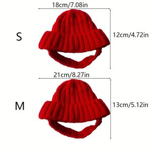 TEMU 1개 반려동물용 겨울 귀노출 머리 보호 모자, 니트 모자, 실내외 보온용