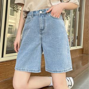 TEMU 여자 여름 얇은 일자 데님 반바지 캐주얼 반바지