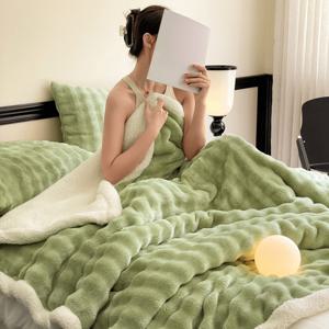 TEMU A클래스 양면 양털 담요 타프론 극세사 소재로 피부 자극 없이 포근함 가득｜한겨울에도 따뜻하게｜가볍고 정전기 방지｜집·기숙사·캠핑용으로 완벽