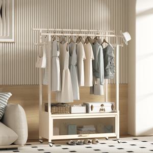 TEMU 튼튼한 수납장 이동식 2단 더블 조립식 수납 시스템 스탠드 옷걸이 행거