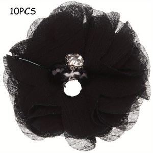 TEMU 10개 2.2인치 쉬폰 꽃 헤어클립 없는 귀여운 헤어 액세서리, 샌들 신발용 DIY 헤어 리본, 헤어밴드 용품