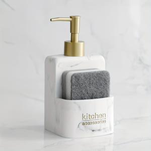 TEMU 대리석 패턴 비누 디스펜서, 스펀지 홀더가 있는 카운터탑 로션 병, 욕실용 로션 용기, 샴푸 샤워젤 리필 가능한 빈 병, 욕실 액세서리, 장식, 가구