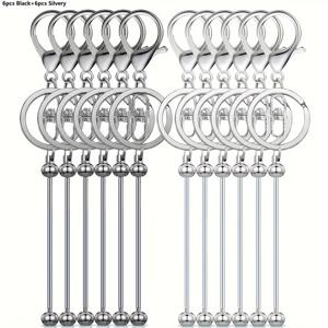 TEMU 혼합 색상 비즈 키 바 블랭크 12개 세트, 금속 합금 비즈 열쇠고리 스트립, 이동 가능한 컬러 링크 비즈로 DIY 수제 열쇠고리 및 가방 장식, 선물용 등에 사용 가능